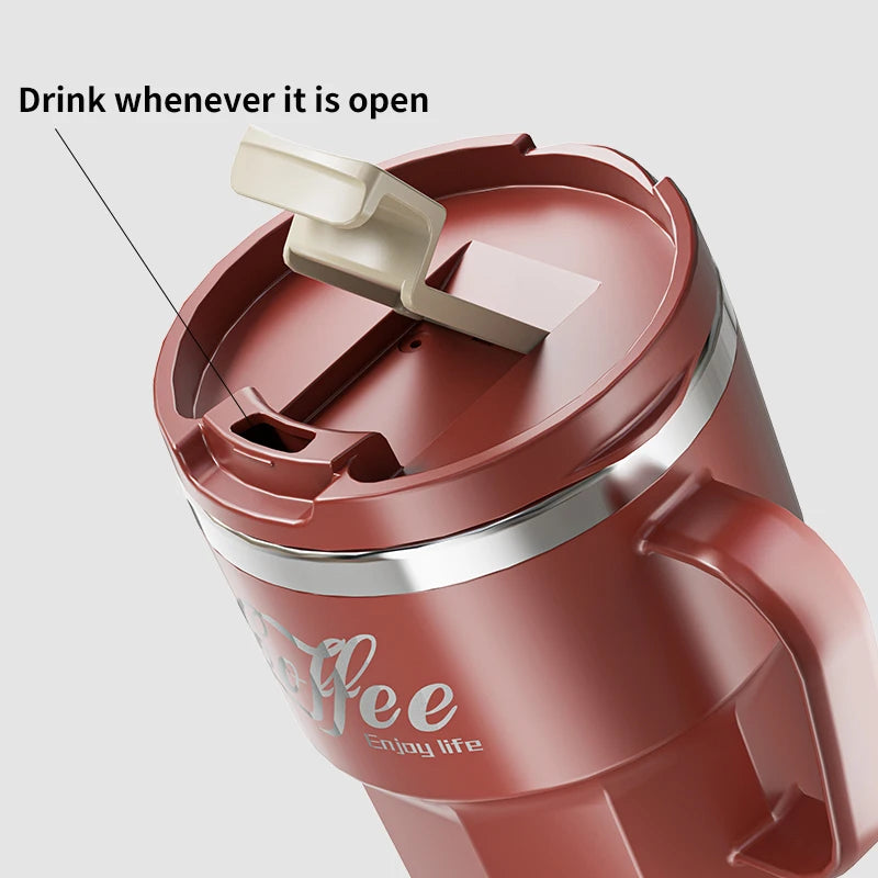 400ml Double Wall Insulated Coffee Mug 304 Stainless Steel Coffee Cup With Lid And Handle Reusable Water Cup