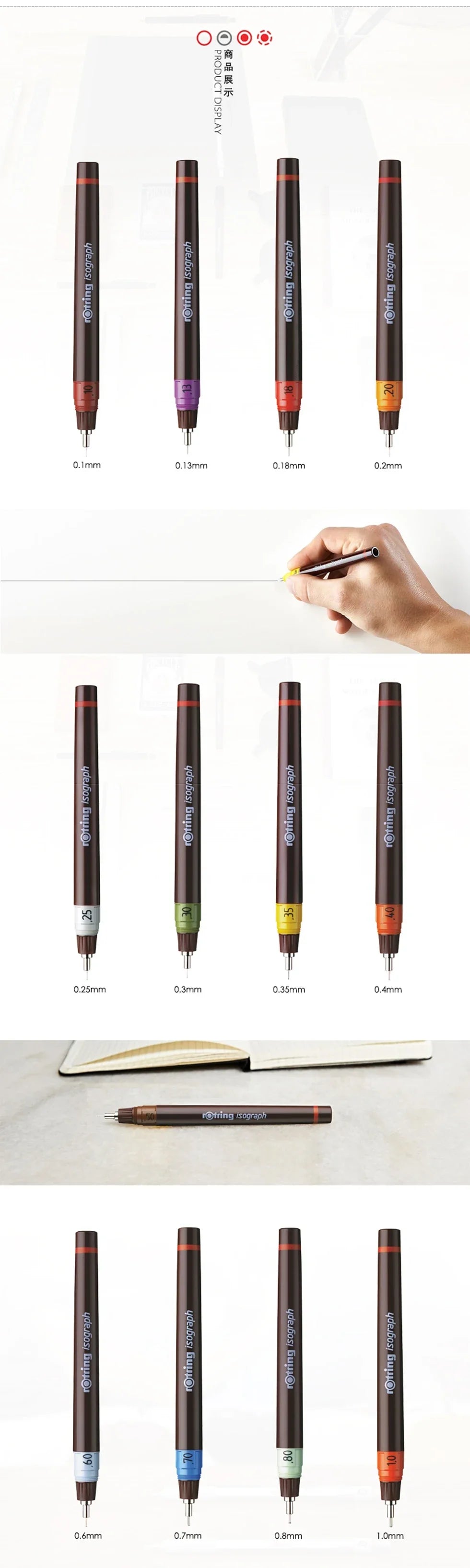 1pc rOtring Isograph Needle Pen 0.1-0.8mm Repeated replacement nib Addable Ink hook line pen Hand-painted/ Drawing Pen