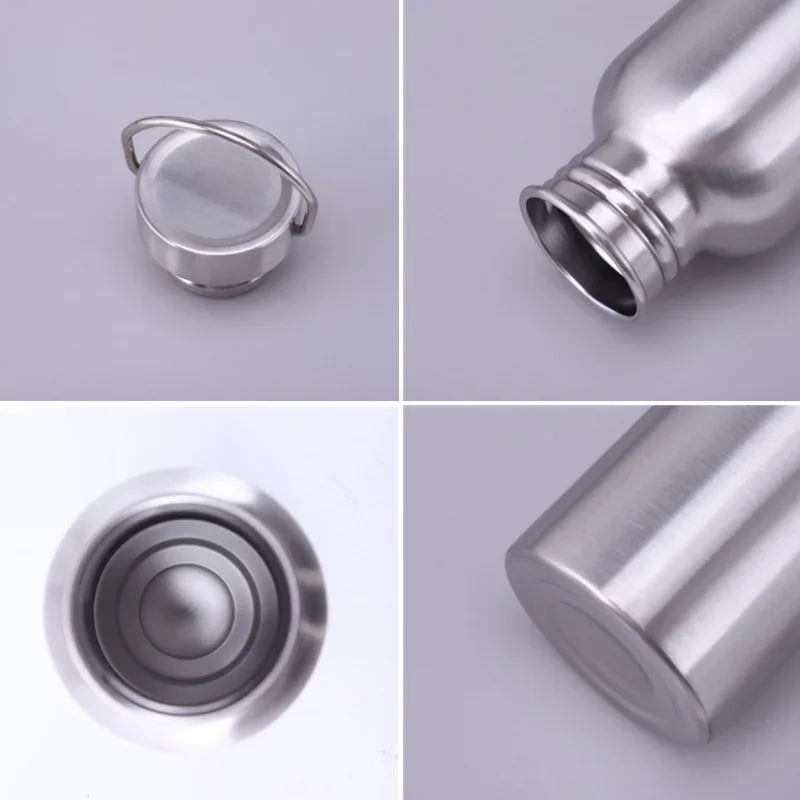 500/750/1000ml Stainless Steel Water Bottle Single Wall Large Capacity Big Mouth Vacuum Flasks with Lid Cycling Drinkware Sports