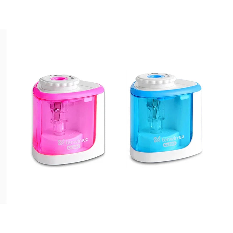 Tenwin Electric/Manual 2 in 1 Pencil Portable Sharpener Safe Student Helical Steel Blade Kids Adults Auto Pencil Sharpener 8005