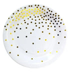 Disposable Paper Plates Gold Party Supplies, Golden Polka Dots Birthday and Baptism Decorations, include Plates and Cups, Napkin