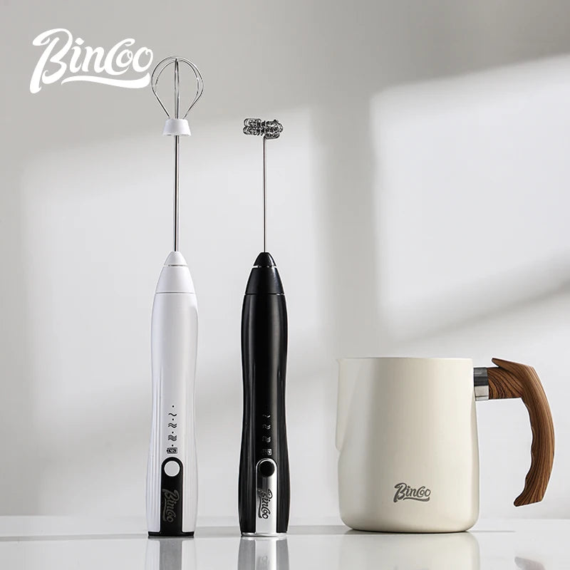 Bincoo-Electric Coffee Milk Maker, Handheld Household Mixer, Adjustable Double-Headed Gear