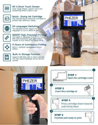 Phezer P15 Handheld Inkjet Printer 12.7/25.4mm Portable Label Printer Expiry Date Batch Code Logo QR Barcode 28 Languages