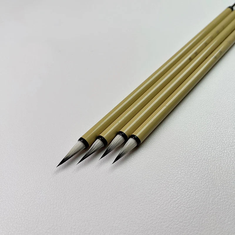5Pcs Xiaokai Calligraphy Brush Pen Bamboo Mix Hair Chinese Painting Brush Weasel Hair Regular Script Writing Brush Holder