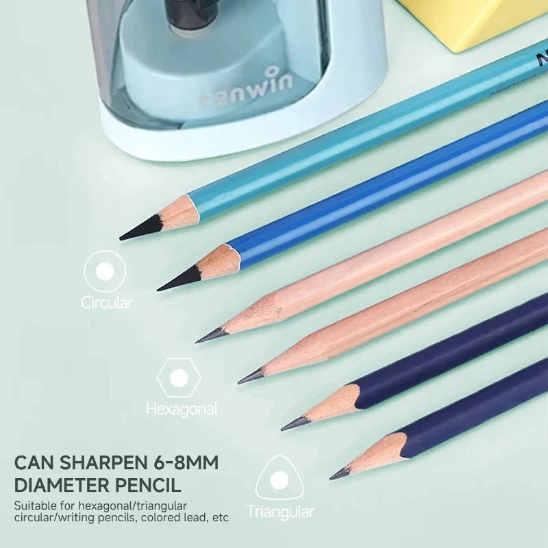 Tenwin Electric/Manual 2 in 1 Pencil Portable Sharpener Safe Student Helical Steel Blade Kids Adults Auto Pencil Sharpener 8005