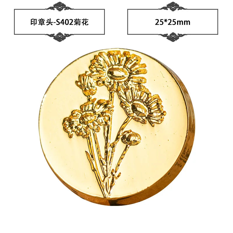 Plant Wax Stamp Seal Wax Print Thick Copper Head Carved Sealing Tool Holiday Party Invitation Letter Wedding Decorative