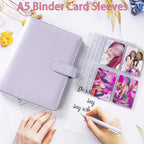 A5 Notebook Photocard Binder with 4 Pockets Sleeves, 6 Ring  PU Leather Binder Loose Leaf Personal Organizer Photo Binder Book