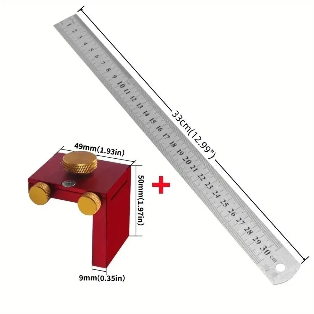 Professional T-Type Woodworking Scriber Precision Marking Gauge Scribing Positioning Block Adjustable Alloy Scribing Ruler DIY