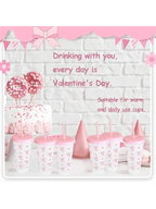 Reusable Plastic Cups With Pink Ribbons, 24 Ounces With Straws And Lids. For Parties, Drinking, Coffee, Weddings, Birthdays