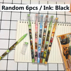 12pcs Tung Tung Sahur Italian Brainrot Wooden Stick Gel Pen Cartoon Signature Pen Individually Packaged Student Stationery Gift