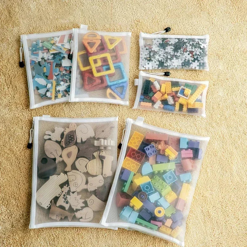 1/3/6PCS Storage Bag Mesh ZipperToy Building Block Puzzle Sub-package Children Particle Zipper Transparent Finishing Storage