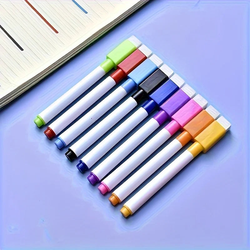 8pcs Dust-Free Dry Erase Markers for Whiteboards - Non-toxic, Quick-drying, Fade-resistant,for Writing on Various Surfaces.