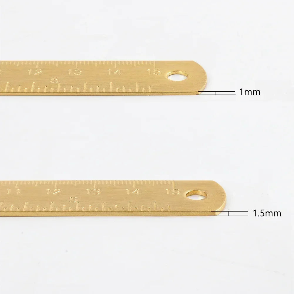 Retro Brass Straight Ruler Student School Office Stationery Metal Triangle Rulers Protractor Painting Drawing Measuring Tools