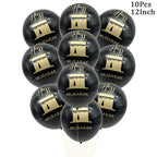 Black Gold Hajj Mubarak Disposable Paper Plates Cups Napkins Banner Balloons Home 2026 Eid Mubarak Islamic Muslim Party Supplies