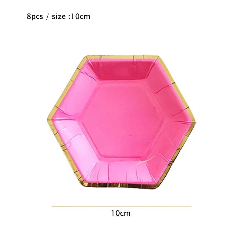 10cm Mini Plate Party Paper Plates Disposable Tableware Birthday Party wedding Decor kids Party Supplies Pink Small Plates 8pcs