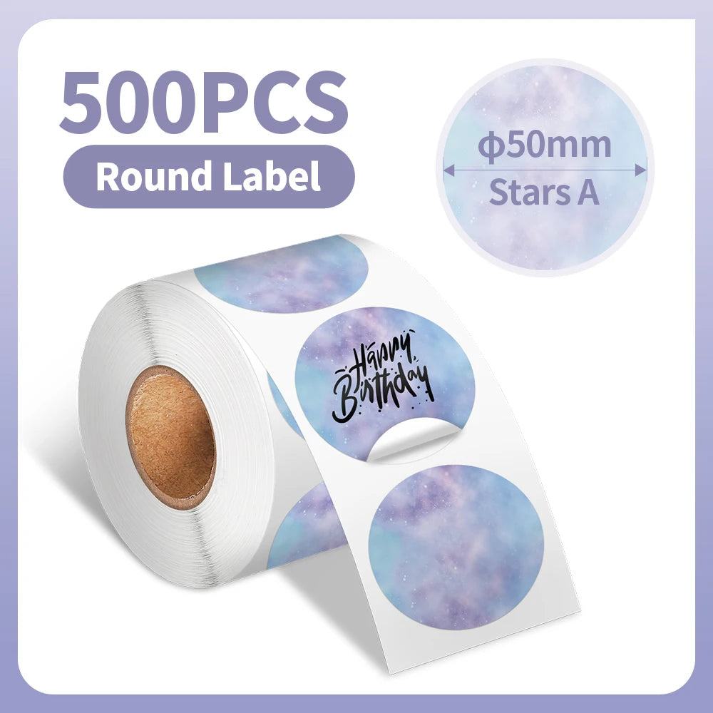 Thermal Label Paper round Sticker White Pure Color Shipping Label Waterproof for Phomemo PM241/PM246S/D520 Label Printer