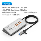 Blueendless Aluminium 10Gbps USB3.2 Gen2 4/10port HUB Docking Station USB-C USB-A Type C Splitter Adapter for PC Laptop macbook