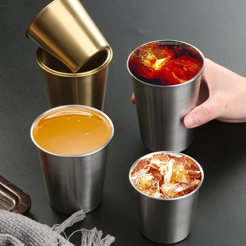 200/300/400/500ml Stainless Steel Beer Cups Household Office Metal Water Drinks Coffee Tumbler Tea Milk Mugs Kitchen Drinkware