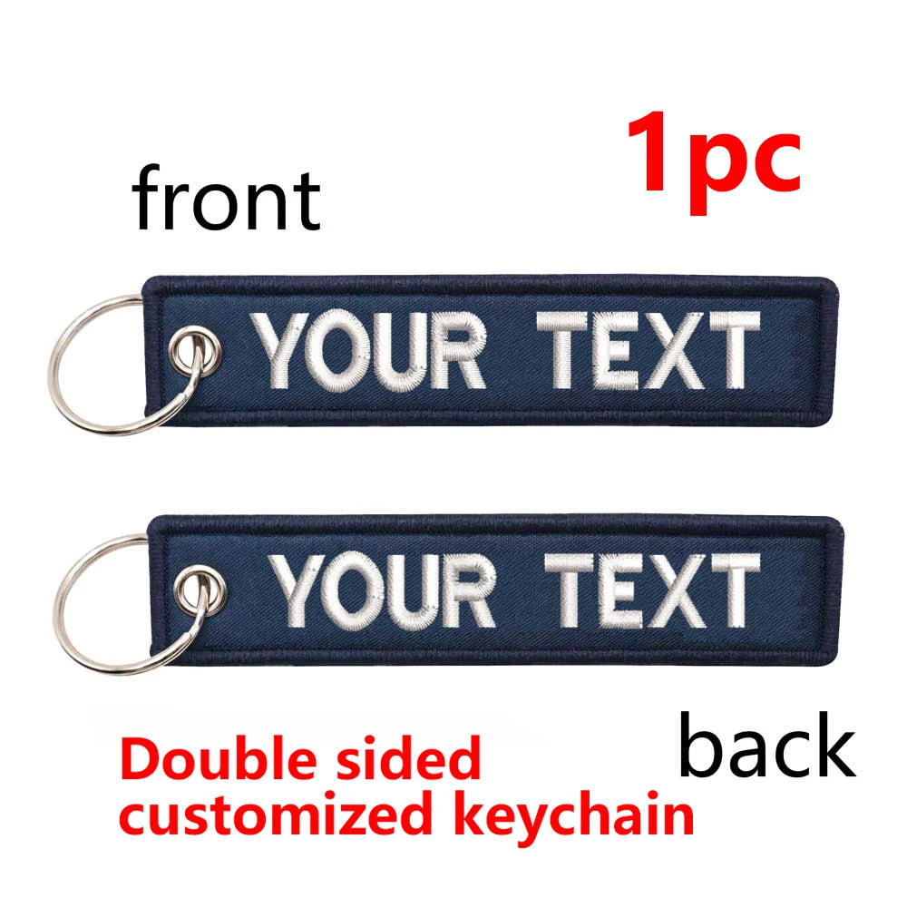 Custom Embroidered Keychain - Personalized Text Name Tag Keyring for Motorcycle, Car, Backpack, Luggage Travel Accessories