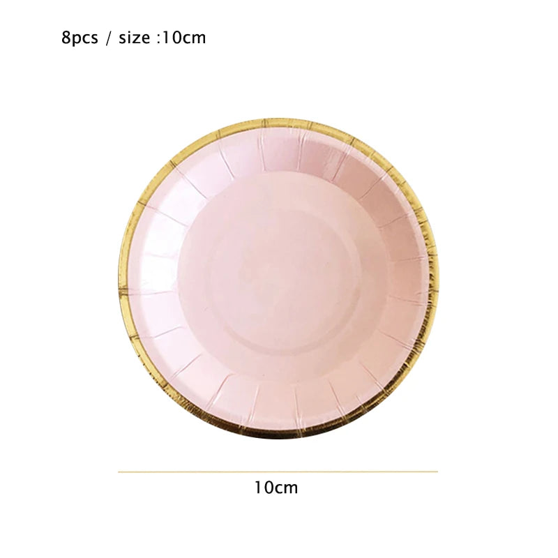 10cm Mini Plate Party Paper Plates Disposable Tableware Birthday Party wedding Decor kids Party Supplies Pink Small Plates 8pcs