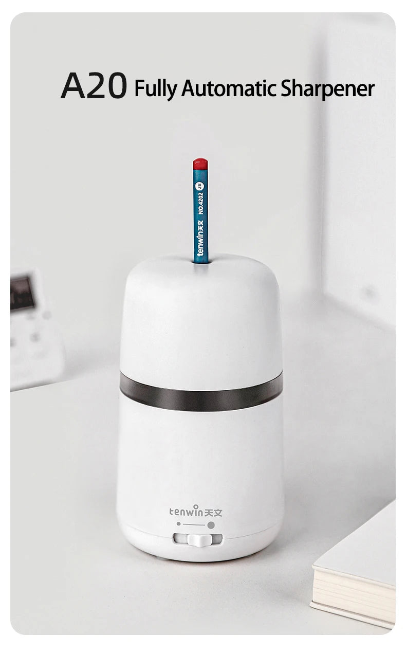 Tenwin Electric pencil sharpener Fully automatic pencil sharpener for 6-8mm pencil Student stationery supplies