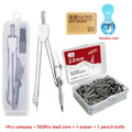 Metal Compass Set Drafting Compass with Replacement Refill for Students Exam Drawing Tools Stationery Compasso Geometry Compas