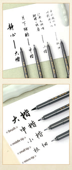 BAOKE 4-Size Calligraphy Pen Set for Writing, Drawing & Hand Lettering, Black Ink Brush Markers for Art, Calligraphy, Sketching