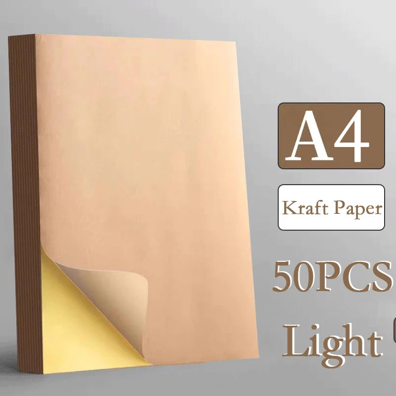 A4/A5 20/50pcs Brown Self-Adhesive Paper Sticker For Inkjet Laser Printer Copier Light Dark Adhesive Backed Kraft Paper  Label