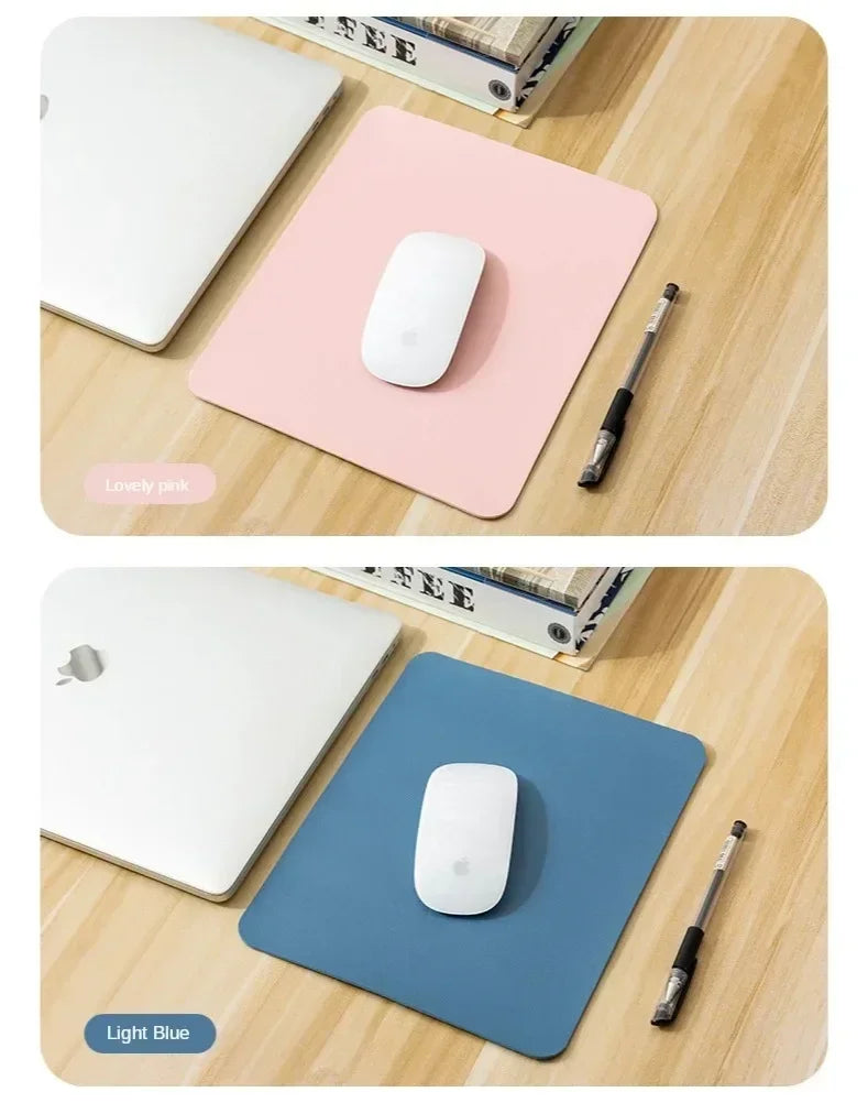 Small Mouse Pad Non-Slip Waterproof Desk Mat, Portable PU Leather Computer Pad for Office Gaming Laptop, Anti-Scratch Mousepad