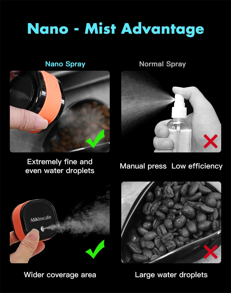 Coffee Bean Spray Tray Bean Dosing Cup Sprayer Electric Atomizer Anti-Static Bottle Grinding Barista Tools Espresso Accessories