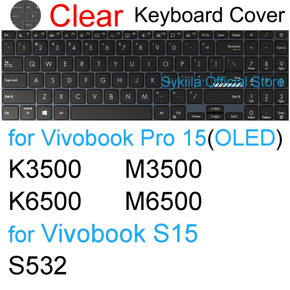 Keyboard Cover for ASUS Vivobook 15 Pro 15X OLED GO S S15 N6506 S5507 S5506 M5506 X1505 M1505 K3504 Silicone Protector Skin Case