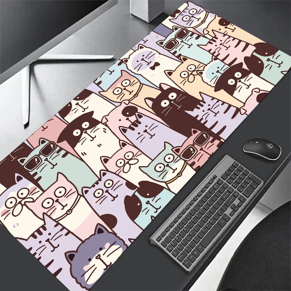 Black Cat Clouds Fast Delivery Keyboard pad lock-edge Extended Mousepad kawaii Pink Purple Office desktop protection pad XXL rug