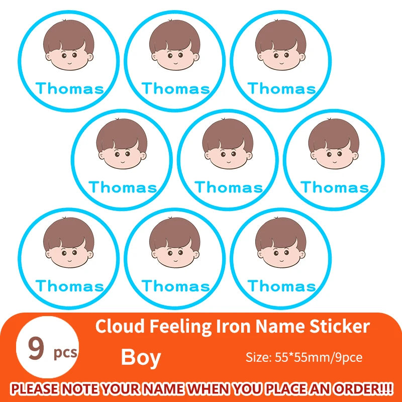 Custom Heat Transfers Name Sticker Personalized Washable Clothes Ironing Stickers Iron-on Labels Fabric Clothing Babysuit Tags