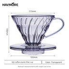 Hot Selling V Shaped 60 Degrees Coffee Maker Set Pour-over Coffee Filter Cup Spiral Hand Filter Cup