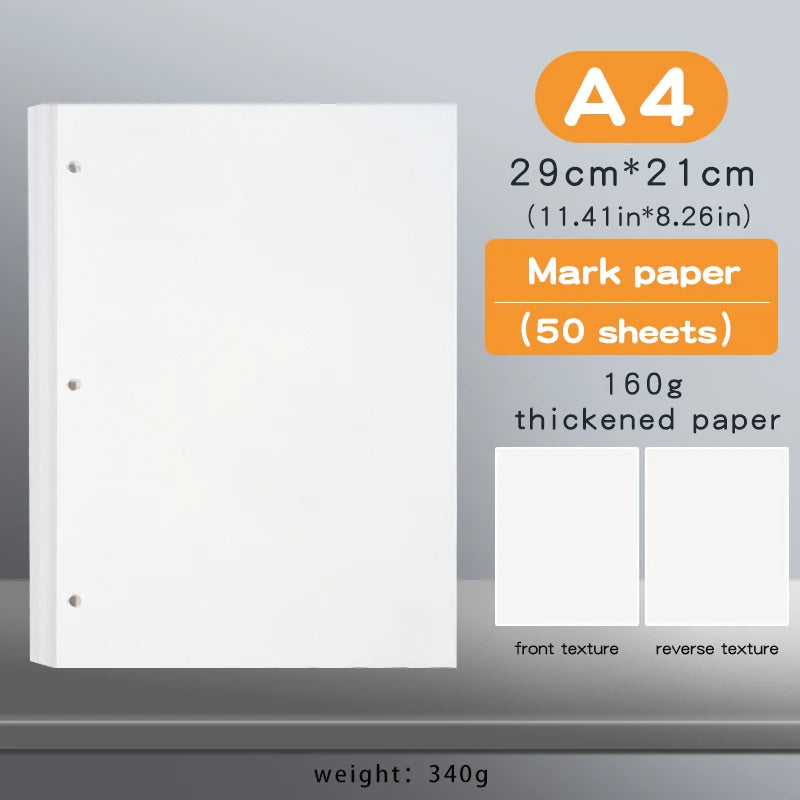 3Pcs Frosted Transparent A4 Loose Leaf Binder 3 Hole Punchless Snap Button File Folder Office School Document Storage Organizer