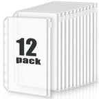 2/6/12Pcs Waterproof A6 6-Hole Binder Pockets Waterproof PVC Cash Budget Envelopes Zipper Binder Pouches for Notebook Planner