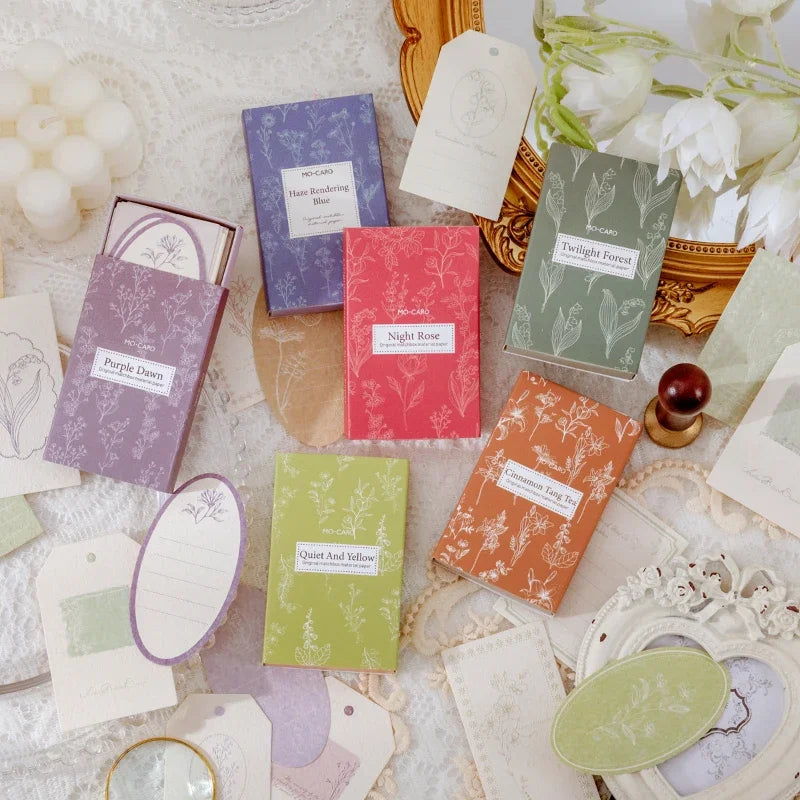 30Pcs Colorful Flower Plant Texture Card Stock Craft Paper Junk Journal Ephemera Forest Leaf Scrapbooking Material Paper Pack