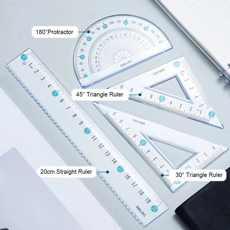Deli Transparen Soft Ruler Set 4 in 1 Plastic Rulers for Student Drawing Mathematical Geometry School Stationery Curve Ruler