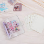 Portable Mini Handbook Glitter Notebook Pages Transparent Binder Notebook Cover Card Organizer 3 Hole Binder Clip Photo album