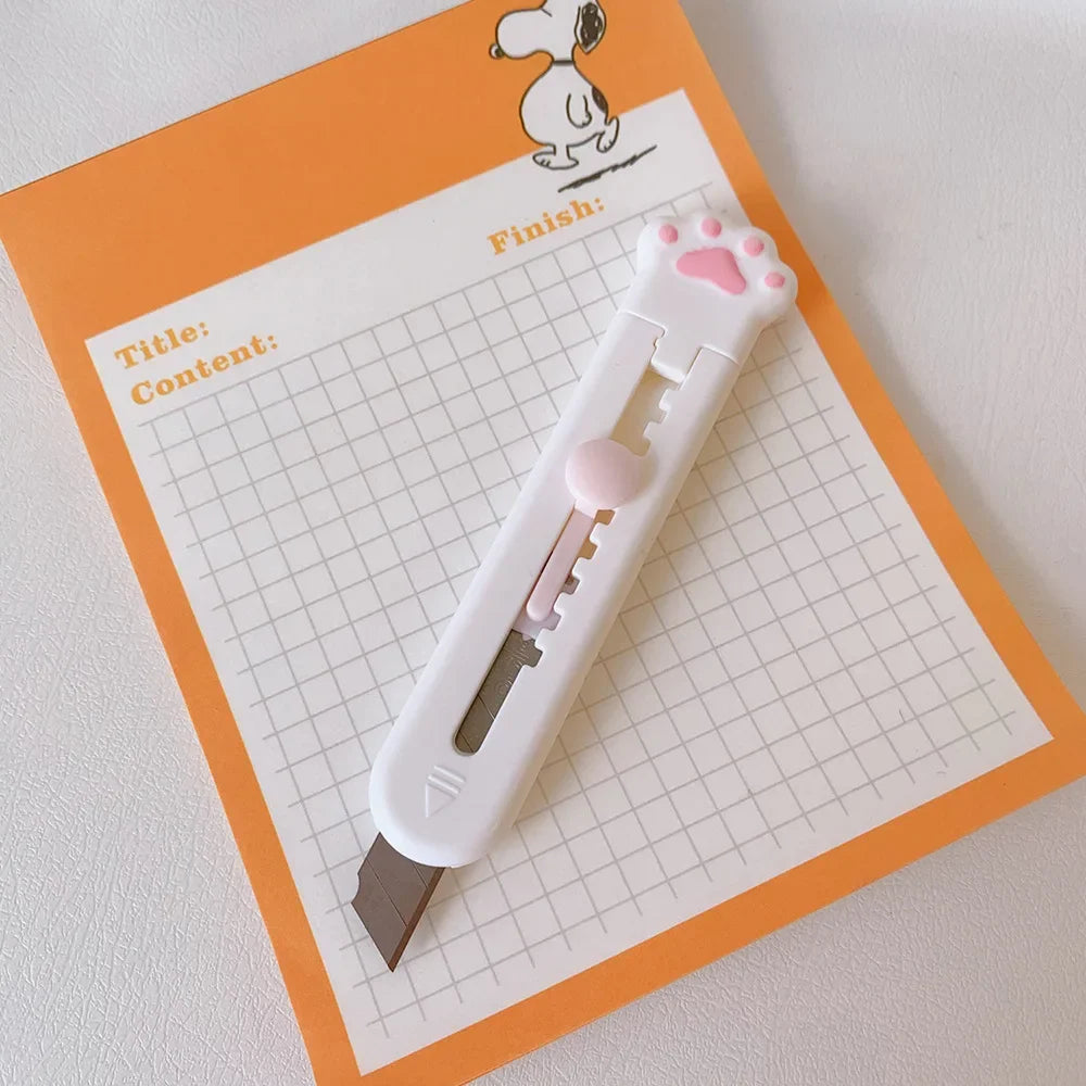 Cute Cat Paw Cloud Utility Knife MINI Pocket Sized Craft Wrapping Box Paper Envelope Cutter Letter Opener Student Art Supplies
