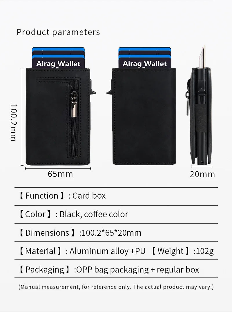 Rfid Blocking Pop Up Minimalist Wallet Magnetic Credit Card Holder Luxury Men Wallet Leather Bank Cardholder Case Vallet for Men