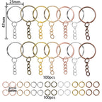 100Pcs 25mm Key Rings with 100pcs 8mm Jump Rings Connectors for DIY Keychain Lanyard Jewelry Making Supplies