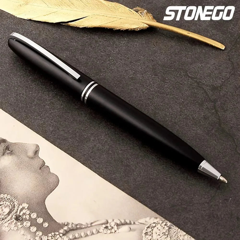 STONEGO Capless Ballpoint Pen, Simply Twist Roller Ball Pen Black Gel Ink Medium Point 1.0mm Smooth Writing Signature Pens
