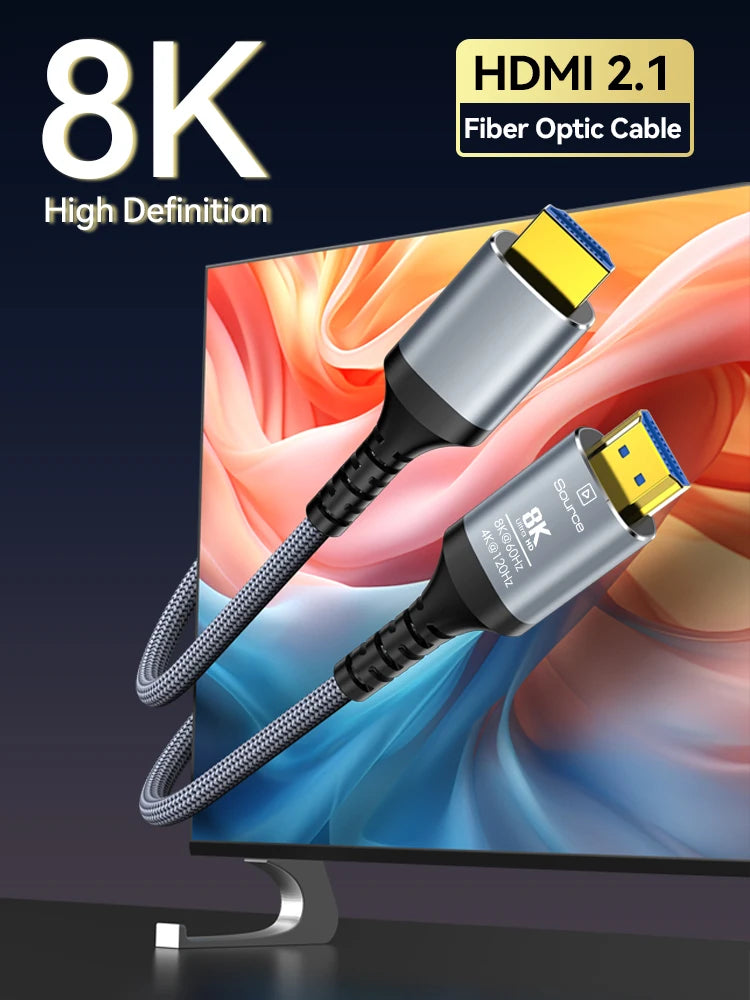 8K HDMI Fiber Optic Cable 8K60Hz 4K120 HDMI 2.1 Cable  Dynamic HDR/eARC/HDCP 2.3 Compatible with LG Samsung Sony TV/PS5/Blu-ray