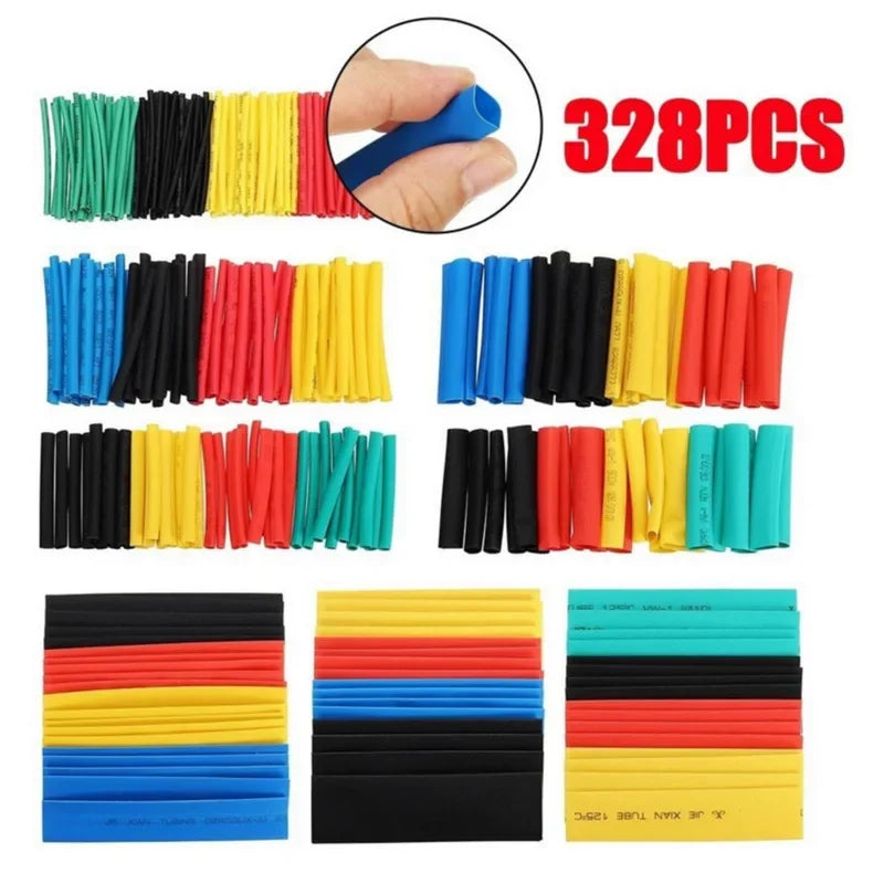 580/328/127PCS Heat Shrink Tubing Wrapping Kit 2:1 Shrinkable Wire Shrinking Wrap Tubing Wire Connect Cover Protection Sleeving