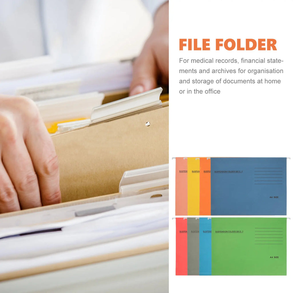8Pcs Thick Paper Suspension Folder A4 Size Hanging File Holder for Financial Records Document Organizer Office Supplies