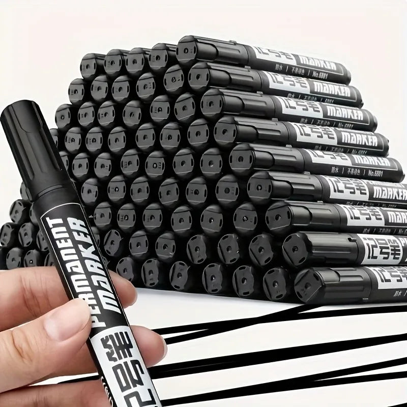 10pcs Permanent Marker Set, Waterproof Black Ink High-Capacity Oil-Based Office Supplies for  Office Supplies and Accessories