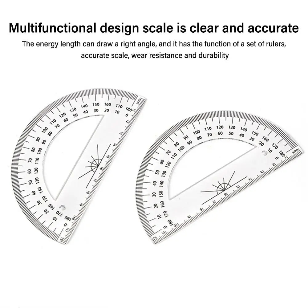 Professional Plastic Set Square Drafting Tools Transparent Angle Protractor Geometry With Handle Scale Ruler School Office