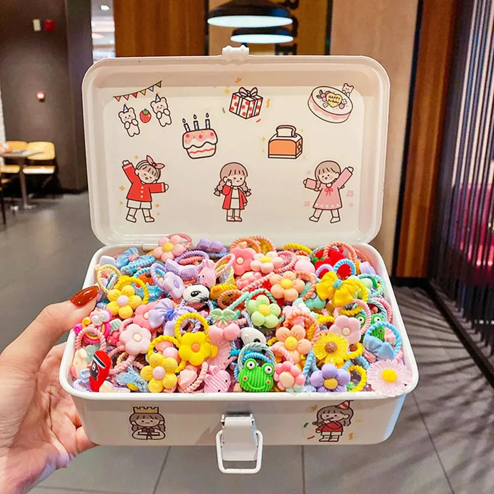 Cartoon Cute Rubber Band Hair Accessories for Little Girls 20/30/50pcs Pack Non-Hurting Hair Ties Circle Headbands