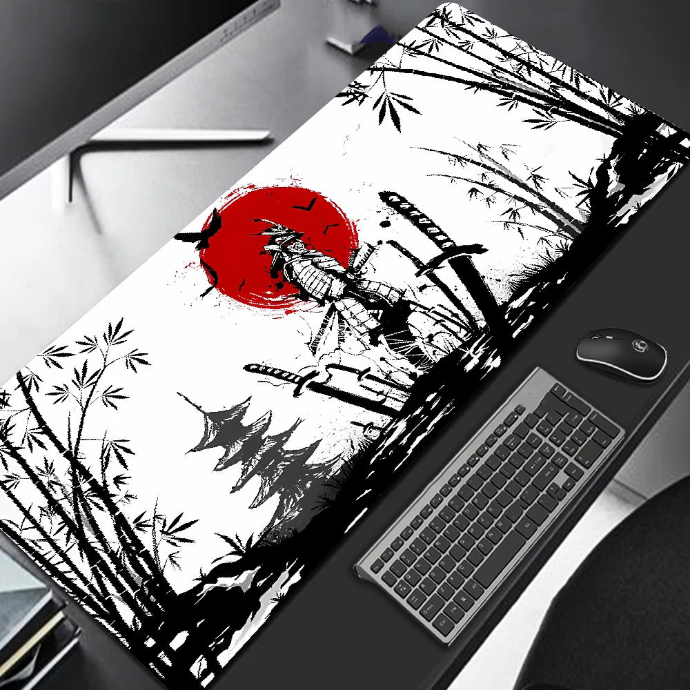 Samurai Warrior MousePad Gamer Computer Accessories Keyboard Table Mat Black Mouse pad Company Gaming Laptop Desk Accessory Pc